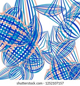 Falling geometric figures. Abstract background with color striped figures for card or poster. Background with falling color striped geometric figures for your design. Vector texture.