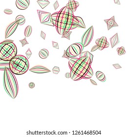 Falling geometric figures. Abstract background with color striped figures for banner or print. Background with falling color striped geometric figures for your design. Vector texture.