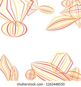 Falling geometric figures. Abstract background with color striped figures for poster or mobile application. Background with falling color striped geometric figures for your design. Vector texture.