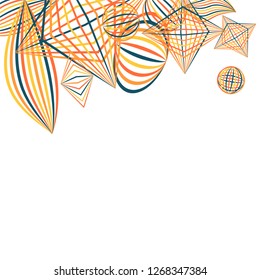 Falling geometric figures. Abstract background with color striped figures for mobile application or print. Background with falling colorful geometric figures for your design. Vector texture.
