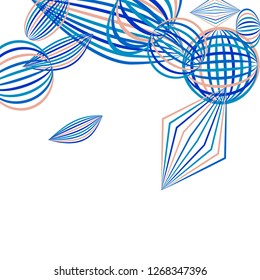 Falling geometric figures. Abstract background with color striped figures for banner or print. Background with falling color striped geometric figures for your design. Vector texture.