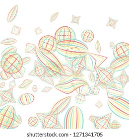 Falling geometric figures. Abstract background with color striped figures for poster or mobile application. Background with falling color striped geometric figures for your design. Vector texture.