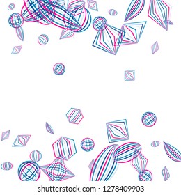 Falling geometric figures. Abstract background with color striped figures for mobile application or banner. Background with falling color striped geometric figures for your design. Vector texture.