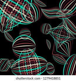 Falling geometric figures. Abstract background with color striped figures for mobile application or print. Background with falling colorful geometric figures for your design. Vector texture.