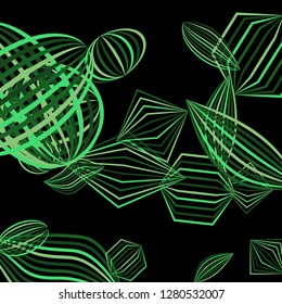 Falling geometric figures. Abstract background with color striped figures for poster or mobile application. Background with falling colorful geometric figures for your design. Vector texture.