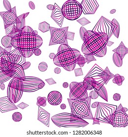 Falling geometric figures. Abstract background with color striped figures for card or poster. Background with falling color striped geometric figures for your design. Vector texture.