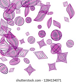 Falling geometric figures. Abstract background with color striped figures for mobile application or banner. Background with falling color striped geometric figures for your design. Vector texture.