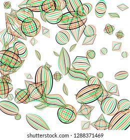 Falling geometric figures. Abstract background with color striped figures for card or poster. Background with falling color striped geometric figures for your design. Vector texture.
