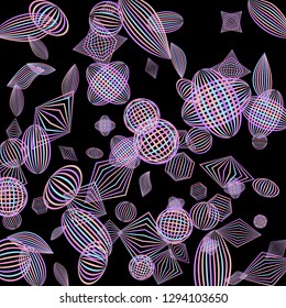 Falling geometric figures. Abstract background with color striped figures for print or banner. Background with falling colorful geometric figures for your design. Vector texture.