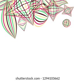 Falling geometric figures. Abstract background with color striped figures for print or banner. Background with falling colorful geometric figures for your design. Vector texture.