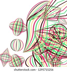 Falling geometric figures. Abstract background with color striped figures for poster or mobile application. Background with falling color striped geometric figures for your design. Vector texture.