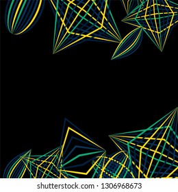 Falling geometric figures. Abstract background with color striped figures for poster or mobile application. Background with falling colorful geometric figures for your design. Vector texture.
