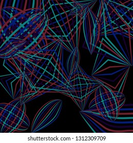 Falling geometric figures. Abstract background with color striped figures for print or banner. Background with falling colorful geometric figures for your design. Vector texture.