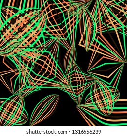 Falling geometric figures. Abstract background with color striped figures for poster or mobile application. Background with falling colorful geometric figures for your design. Vector texture.