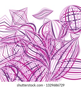 Falling geometric figures. Abstract background with color striped figures for poster or mobile application. Background with falling colorful geometric figures for your design. Vector texture.