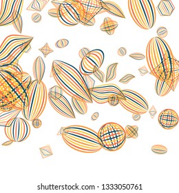 Falling geometric figures. Abstract background with color striped figures for poster or mobile application. Background with falling color striped geometric figures for your design. Vector texture.