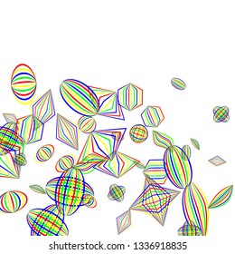 Falling geometric figures. Abstract background with color striped figures for mobile application or banner. Background with falling color striped geometric figures for your design. Vector texture.