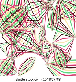 Falling geometric figures. Abstract background with color striped figures for poster or mobile application. Background with falling color striped geometric figures for your design. Vector texture.