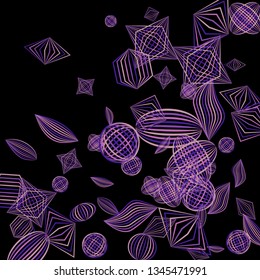 Falling geometric figures. Abstract background with color striped figures for card or poster. Background with falling colorful geometric figures for your design. Vector texture.