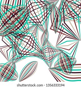 Falling geometric figures. Abstract background with color striped figures for mobile application or banner. Background with falling color striped geometric figures for your design. Vector texture.
