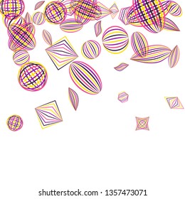 Falling geometric figures. Abstract background with color striped figures for mobile application or banner. Background with falling color striped geometric figures for your design. Vector texture.