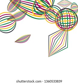 Falling geometric figures. Abstract background with color striped figures for mobile application or banner. Background with falling color striped geometric figures for your design. Vector texture.