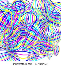 Falling geometric figures. Abstract background with color striped figures for mobile application or print. Background with falling colorful geometric figures for your design. Vector texture.