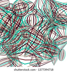 Falling geometric figures. Abstract background with color striped figures for card or poster. Background with falling colorful geometric figures for your design. Vector texture.