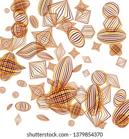 Falling geometric figures. Abstract background with color striped figures for card or poster. Background with falling color striped geometric figures for your design. Vector texture.
