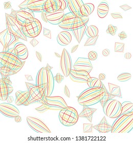 Falling geometric figures. Abstract background with color striped figures for mobile application or banner. Background with falling color striped geometric figures for your design. Vector texture.