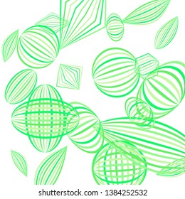 Falling geometric figures. Abstract background with color striped figures for card or poster. Background with falling color striped geometric figures for your design. Vector texture.