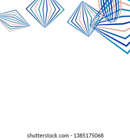 Falling geometric figures. Abstract background with color striped figures for banner or print. Background with falling color striped geometric figures for your design. Vector texture.
