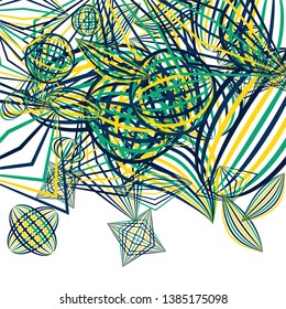 Falling geometric figures. Abstract background with color striped figures for mobile application or print. Background with falling colorful geometric figures for your design. Vector texture.