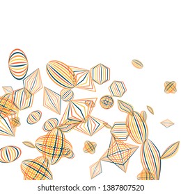 Falling geometric figures. Abstract background with color striped figures for mobile application or banner. Background with falling color striped geometric figures for your design. Vector texture.