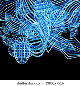 Falling geometric figures. Abstract background with color striped figures for print or banner. Background with falling colorful geometric figures for your design. Vector texture.
