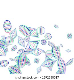Falling geometric figures. Abstract background with color striped figures for mobile application or banner. Background with falling color striped geometric figures for your design. Vector texture.