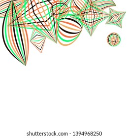 Falling geometric figures. Abstract background with color striped figures for poster or mobile application. Background with falling colorful geometric figures for your design. Vector texture.