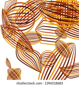 Falling geometric figures. Abstract background with color striped figures for card or poster. Background with falling color striped geometric figures for your design. Vector texture.