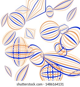 Falling geometric figures. Abstract background with color striped figures for poster or mobile application. Background with falling color striped geometric figures for your design. Vector texture.