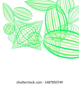 Falling geometric figures. Abstract background with color striped figures for card or poster. Background with falling color striped geometric figures for your design. Vector texture.