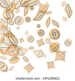 Falling geometric figures. Abstract background with color striped figures for poster or mobile application. Background with falling color striped geometric figures for your design. Vector texture.
