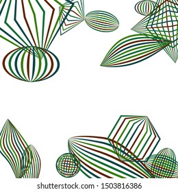 Falling geometric figures. Abstract background with color striped figures for card or poster. Background with falling color striped geometric figures for your design. Vector texture.