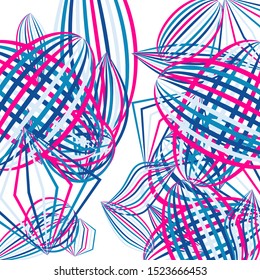 Falling geometric figures. Abstract background with color striped figures for mobile application or banner. Background with falling color striped geometric figures for your design. Vector texture.