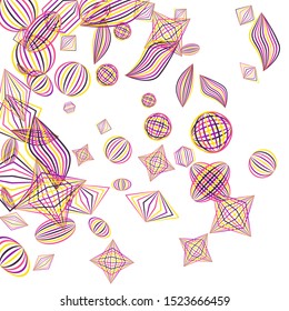 Falling geometric figures. Abstract background with color striped figures for mobile application or banner. Background with falling color striped geometric figures for your design. Vector texture.