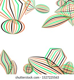 Falling geometric figures. Abstract background with color striped figures for mobile application or banner. Background with falling color striped geometric figures for your design. Vector texture.