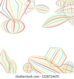 Falling geometric figures. Abstract background with color striped figures for banner or print. Background with falling color striped geometric figures for your design. Vector texture.
