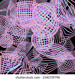 Falling geometric figures. Abstract background with color striped figures for card or poster. Background with falling colorful geometric figures for your design. Vector texture.