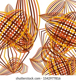 Falling geometric figures. Abstract background with color striped figures for banner or print. Background with falling color striped geometric figures for your design. Vector texture.