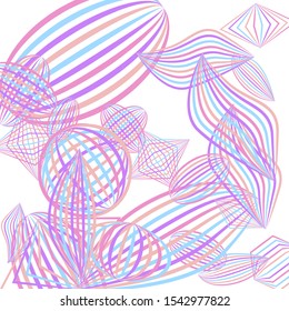 Falling geometric figures. Abstract background with color striped figures for mobile application or banner. Background with falling color striped geometric figures for your design. Vector texture.