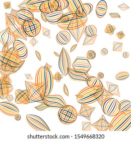 Falling geometric figures. Abstract background with color striped figures for poster or mobile application. Background with falling color striped geometric figures for your design. Vector texture.